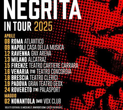 NEGRITA: tour 2025 nei club Grafica